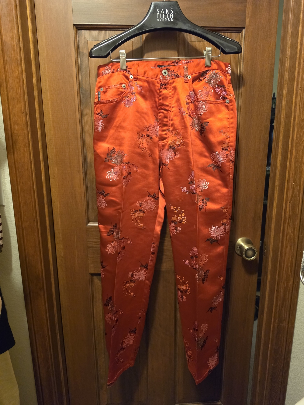 Karen Kane Orange Floral Satin Top